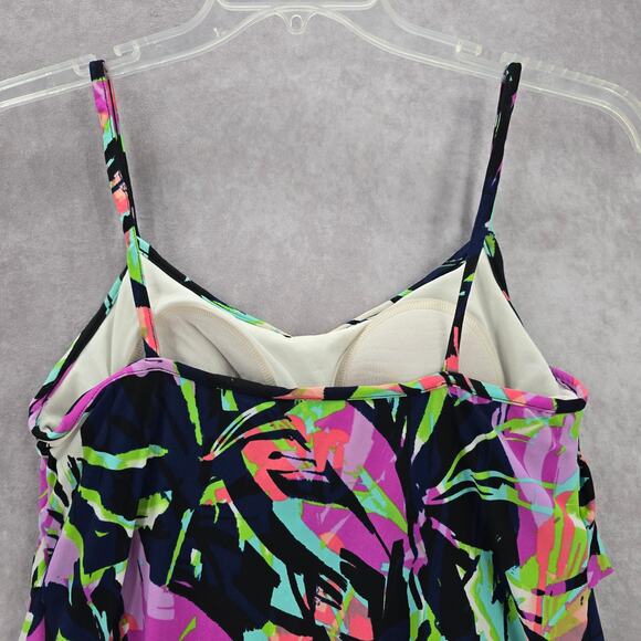 Caribbean Joe Purple Padded Swimwear Tankini Tank Top Medium M 10 - Picture 5 of 7